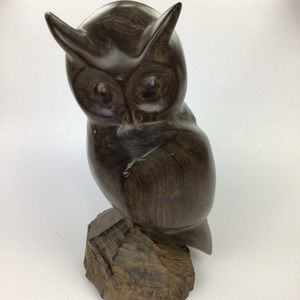 Cocobolo Wood Solid Hard Wood Carved Sculpture Art Owl